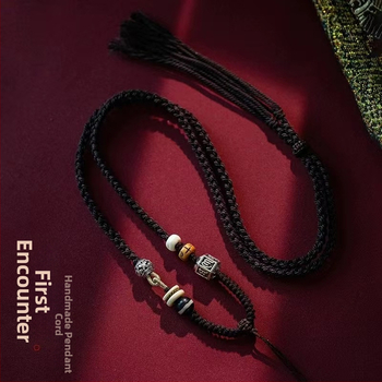 Rokām adīta auklas kaklarota ar Tibetas Thangka piekariņu, etniskā stila, izcelsme: Lianyungang