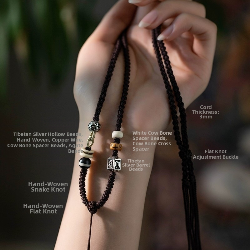 Rokām adīta auklas kaklarota ar Tibetas Thangka piekariņu, etniskā stila, izcelsme: Lianyungang