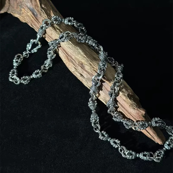 Colier cu lanț sferic geometic, stil tibetan retro etnic, lansare primăvara 2025