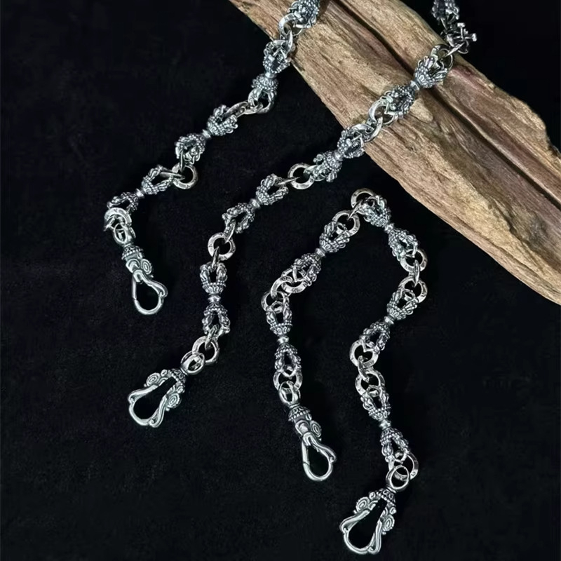 Colier cu lanț sferic geometic, stil tibetan retro etnic, lansare primăvara 2025