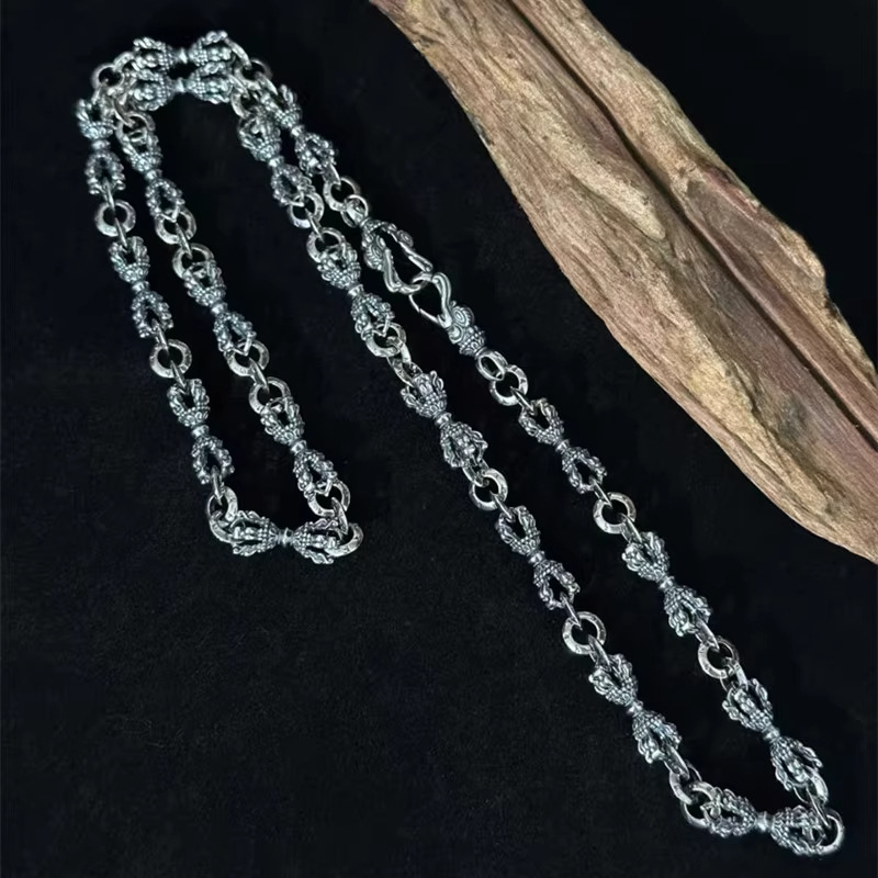 Colier cu lanț sferic geometic, stil tibetan retro etnic, lansare primăvara 2025