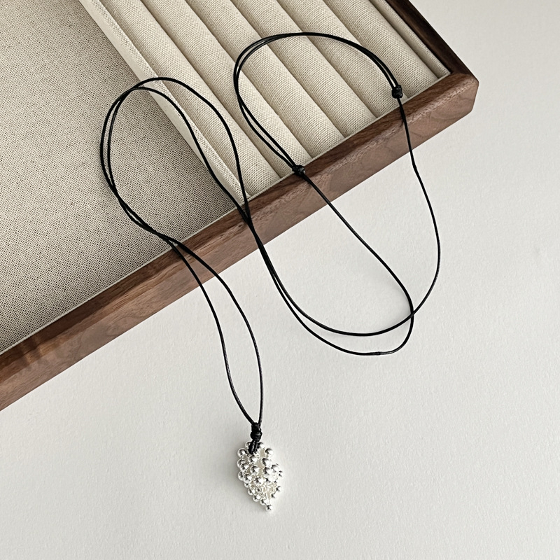 Nakit od srebra 925 sa grozdastim kuglicama, vuneni lanac, ručna izrada, podesiva duljina