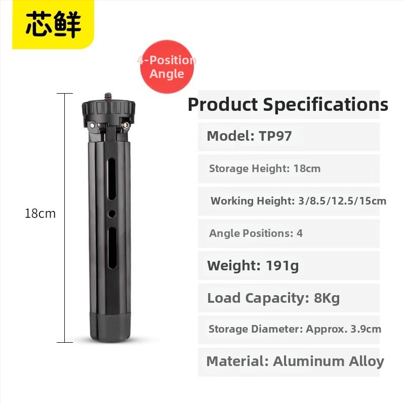 TP97 alumíniumötvözetes DSLR tripod golyófejjel, asztali hordozható kompakt tartó, 1 rész