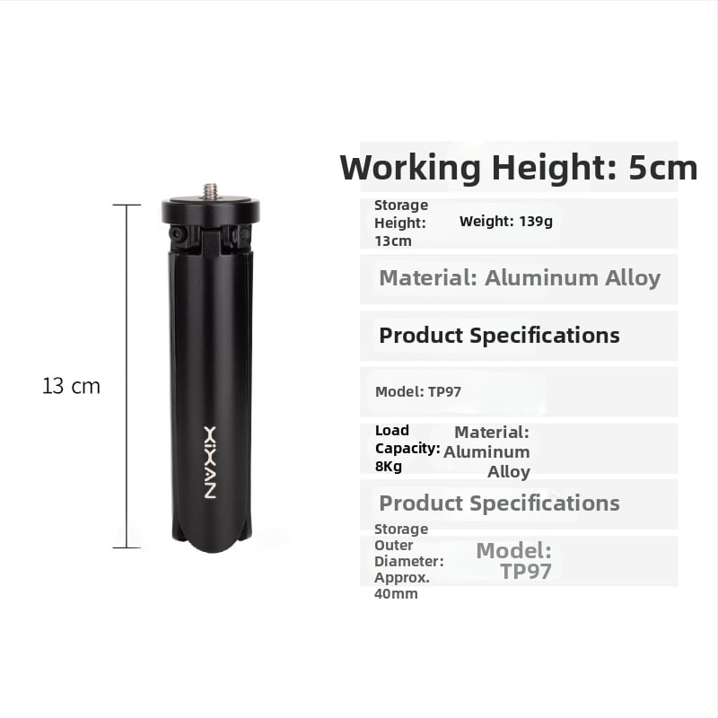 TP97 alumíniumötvözetes DSLR tripod golyófejjel, asztali hordozható kompakt tartó, 1 rész