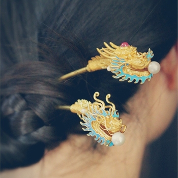 Agrafă de păr cu dragon — din aliaj, placare electrolitică, Yiwu, Primăvara 2024