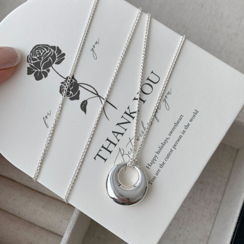 Ogrlica - 925 srebro, geometrijski dizajn, INS stil, običan lanac, 41-50 cm