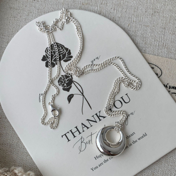 Ogrlica - 925 srebro, geometrijski dizajn, INS stil, običan lanac, 41-50 cm