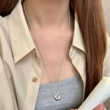 Ogrlica - 925 srebro, geometrijski dizajn, INS stil, običan lanac, 41-50 cm