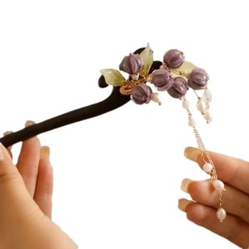 Accesoriu pentru cap din lemn, decor floral, stil retro, ambalare individuală