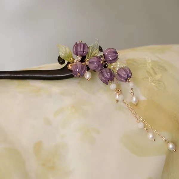 Accesoriu pentru cap din lemn, decor floral, stil retro, ambalare individuală