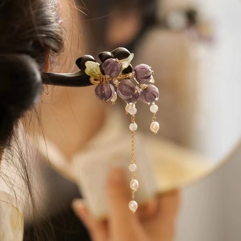 Accesoriu pentru cap din lemn, decor floral, stil retro, ambalare individuală