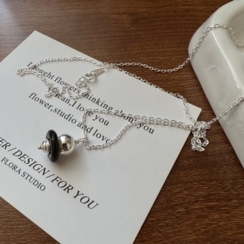 Colier cu pandantiv geometric inspirat de Saturn, argint 925, multistrat, stil IG