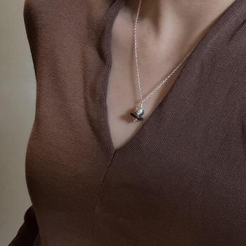 Colier cu pandantiv geometric inspirat de Saturn, argint 925, multistrat, stil IG