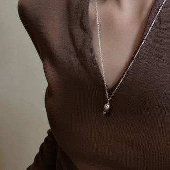 Colier cu pandantiv geometric inspirat de Saturn, argint 925, multistrat, stil IG