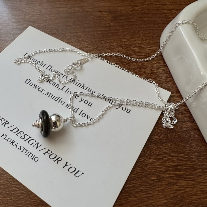 Colier cu pandantiv geometric inspirat de Saturn, argint 925, multistrat, stil IG