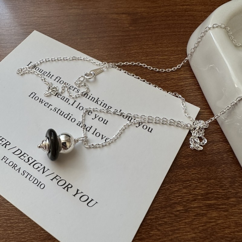 Colier cu pandantiv geometric inspirat de Saturn, argint 925, multistrat, stil IG