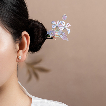 Fából készült virág alakú hajcsat, nemzeti stílusú fejfedő, egyedi csomagolás