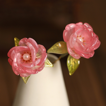 Agrafă pentru păr cu sticlă glazurată, stil chinezesc cu motiv de floare — cod produs Gf728–fz, brand Shang shangqian