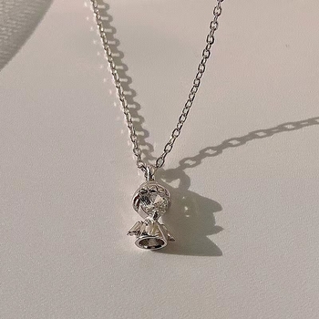 Colier cu pandantiv urs desen animat, aliaj, placare electrolitică, lanț standard