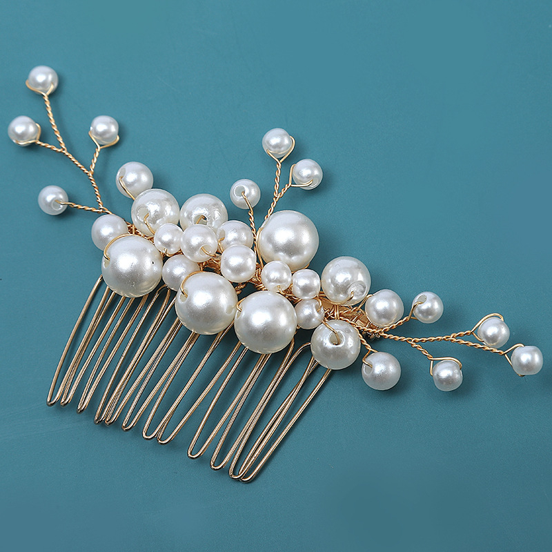 Аксесоар за глава с перли, U-образен клип, ръчна изработка, флорална украса