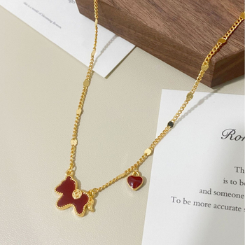 Ogrlica s privjeskom životinjskog motiva, bakrena, elektroplatinirana, obična lančić, svijetao luksuzan stil