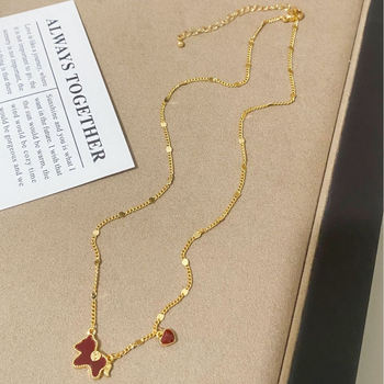 Ogrlica s privjeskom životinjskog motiva, bakrena, elektroplatinirana, obična lančić, svijetao luksuzan stil