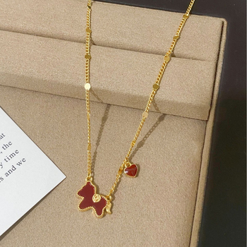 Ogrlica s privjeskom životinjskog motiva, bakrena, elektroplatinirana, obična lančić, svijetao luksuzan stil