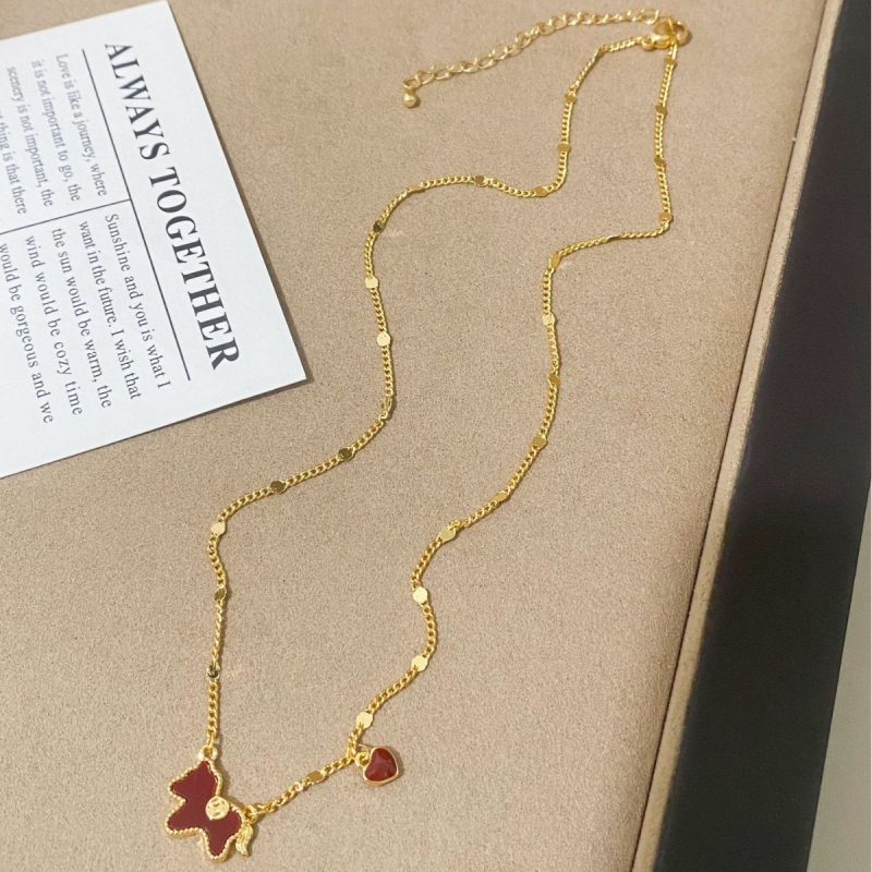 Ogrlica s privjeskom životinjskog motiva, bakrena, elektroplatinirana, obična lančić, svijetao luksuzan stil