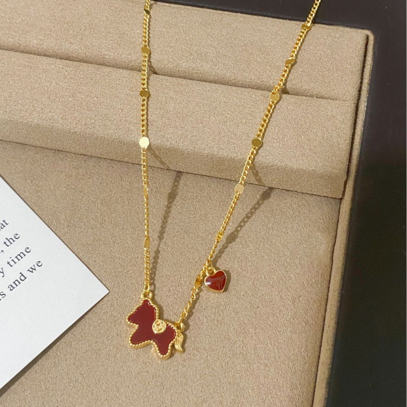 Ogrlica s privjeskom životinjskog motiva, bakrena, elektroplatinirana, obična lančić, svijetao luksuzan stil