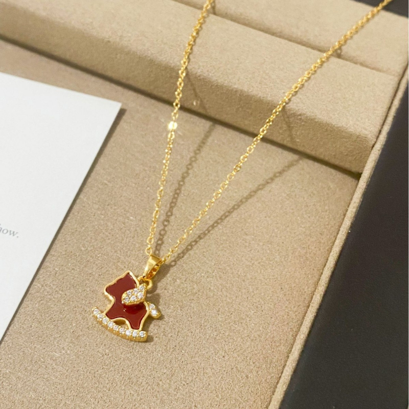 Ogrlica s privjeskom životinjskog motiva, bakrena, elektroplatinirana, obična lančić, svijetao luksuzan stil