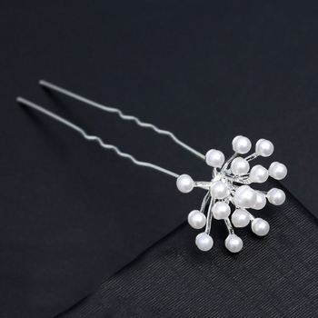 U formájú hajcsat tengericsillag motívummal, kristályokkal és gyöngyökkel – ötvözet, kézzel készített, esküvői hajdísz