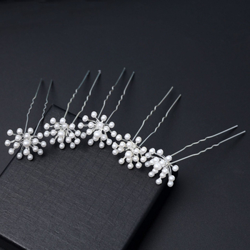 U formájú hajcsat tengericsillag motívummal, kristályokkal és gyöngyökkel – ötvözet, kézzel készített, esküvői hajdísz