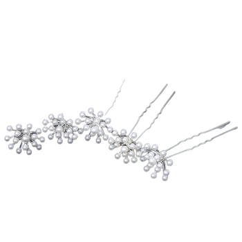 U formájú hajcsat tengericsillag motívummal, kristályokkal és gyöngyökkel – ötvözet, kézzel készített, esküvői hajdísz