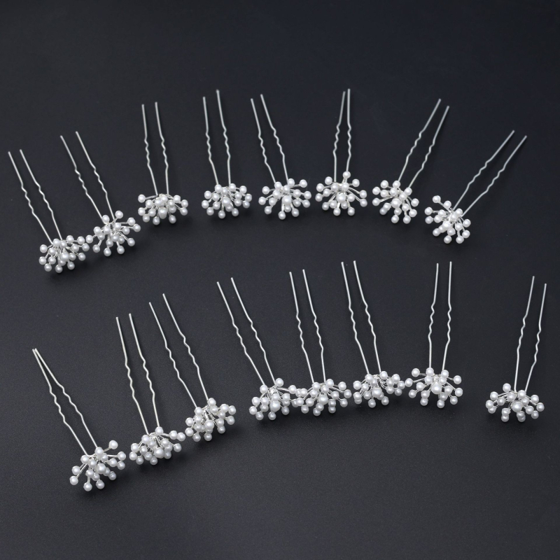 U formájú hajcsat tengericsillag motívummal, kristályokkal és gyöngyökkel – ötvözet, kézzel készített, esküvői hajdísz