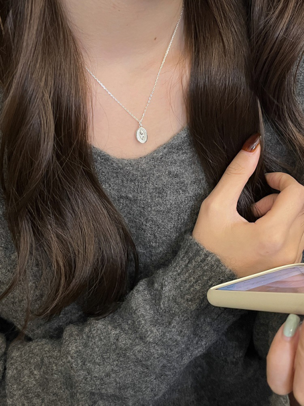 Ogrlica od srebra S925 s okruglim privjeskom u obliku tulipana, križasti lanac, korejski stil, svježe i slatko