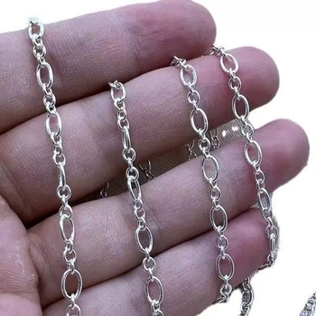 S925 ezüstből készült O- alakú lánc kereszt motívummal – polírozott felület, 925-ös tisztaság, DIY kiegészítő lánc