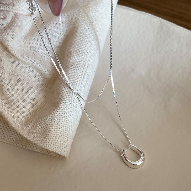 Ženski geometrijski lančić s U-oblikom privjeska, metalni lanac, višeslojni dizajn
