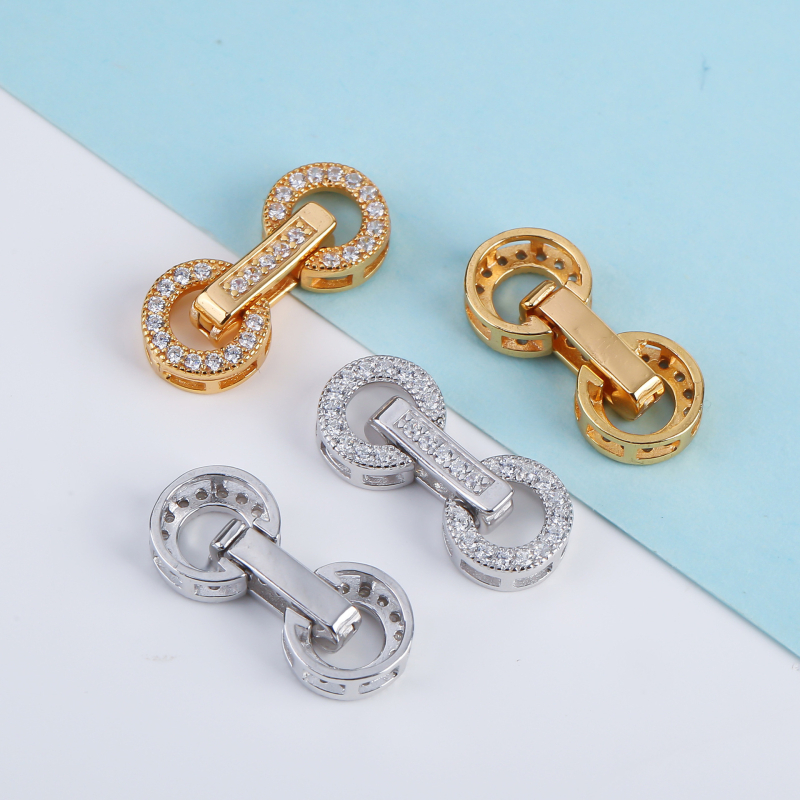 S925 dviejų galvų sagtis DIY perlo apyrankei ir karoliui, apvalios formos, sidabro elektroplėtas, 925 grynumas, pritaikomas.