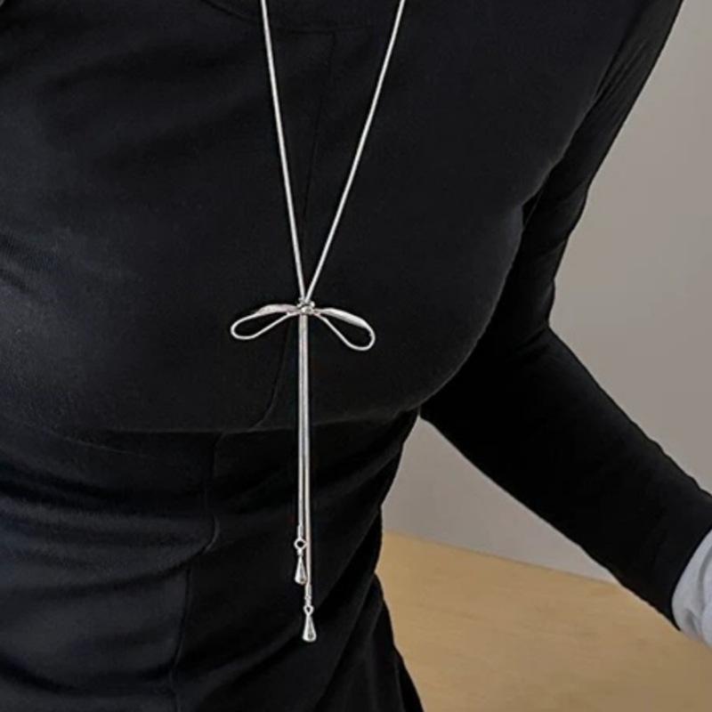 Ogrlica u obliku mašne, mješavina materijala, elektroplatiranje, marka Butterfly, lanac za džemper