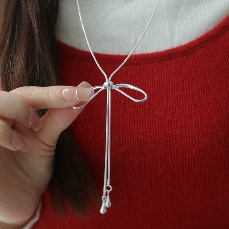 Ogrlica u obliku mašne, mješavina materijala, elektroplatiranje, marka Butterfly, lanac za džemper