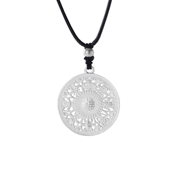 Ogrlica od S925 srebra s privjeskom kompas s osam dragocjenosti, ručna izrada, kineskog stila, clavicle lanac