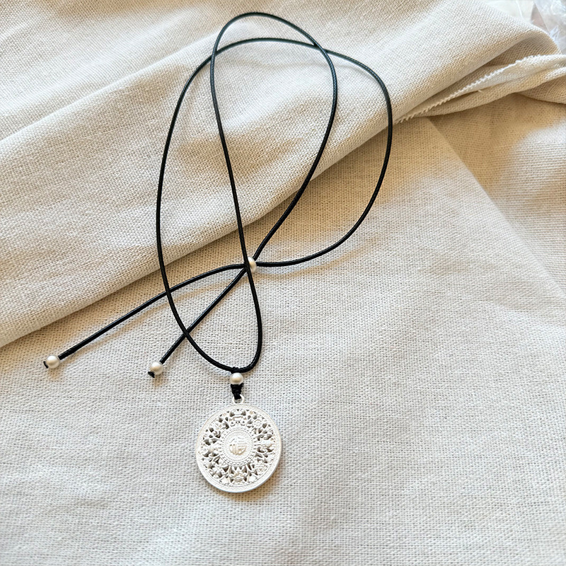 Ogrlica od S925 srebra s privjeskom kompas s osam dragocjenosti, ručna izrada, kineskog stila, clavicle lanac