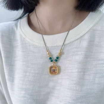 Колие с геометричен дизайн, ръчна изработка, кръстосана верига, материал на висулката: друг, тегло 0.2