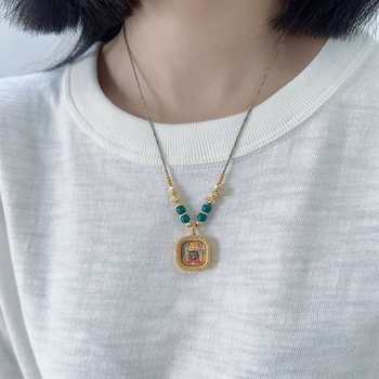 Колие с геометричен дизайн, ръчна изработка, кръстосана верига, материал на висулката: друг, тегло 0.2