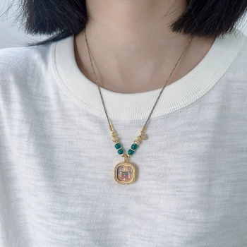 Колие с геометричен дизайн, ръчна изработка, кръстосана верига, материал на висулката: друг, тегло 0.2