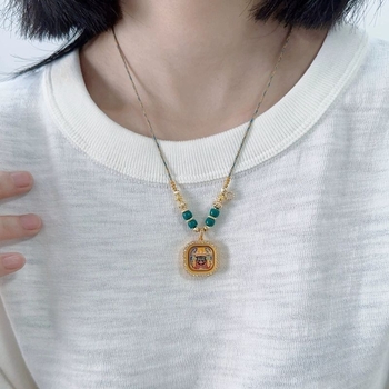 Колие с геометричен дизайн, ръчна изработка, кръстосана верига, материал на висулката: друг, тегло 0.2