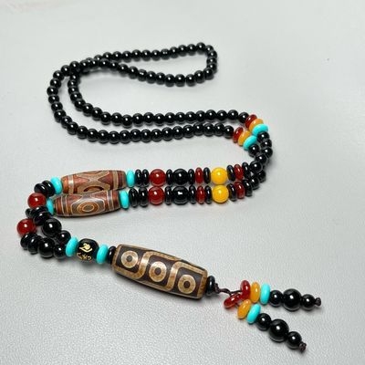 Geometrijsko ogrlica s privjeskom, ručna izrada, privjesak od 18k zlata, unisex, obim do 30 cm, pastoralni stil