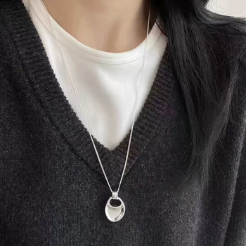 Korejski stil minimalistička ogrlica s nepravilnim privjeskom, bakar, elektroplatiranje, običan lanac, casual stil