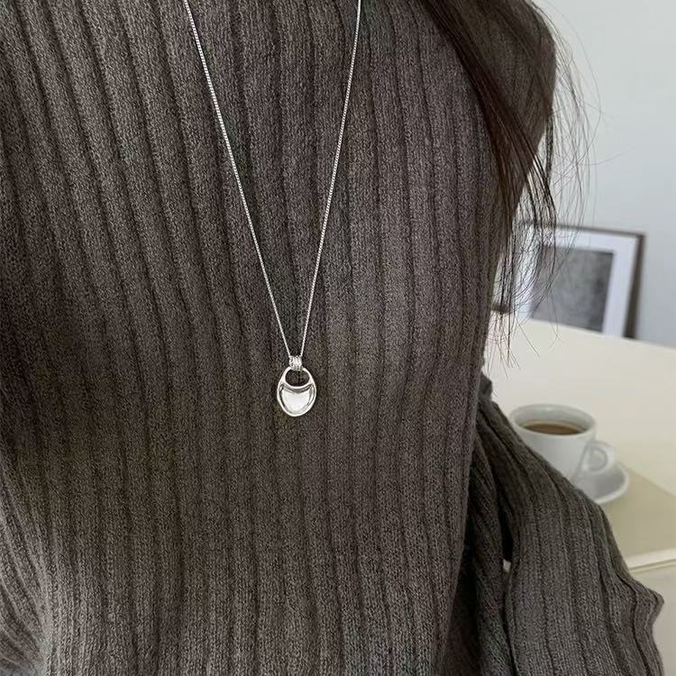 Korejski stil minimalistička ogrlica s nepravilnim privjeskom, bakar, elektroplatiranje, običan lanac, casual stil