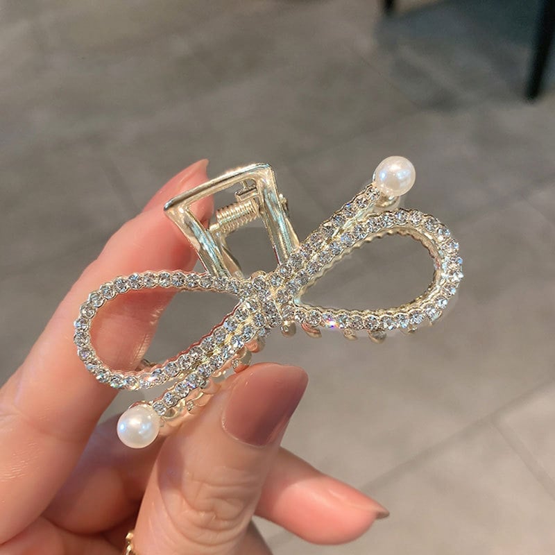 Clipuri metal pentru păr femei — stil coreean, tratament diamant, mecanism de prindere grip, stil proaspăt și dulce (Material: aliaj; Stil: feminin, coreean; Tratament: diamant; Mecanism de prindere: grip; Stil: proaspăt și dulce)